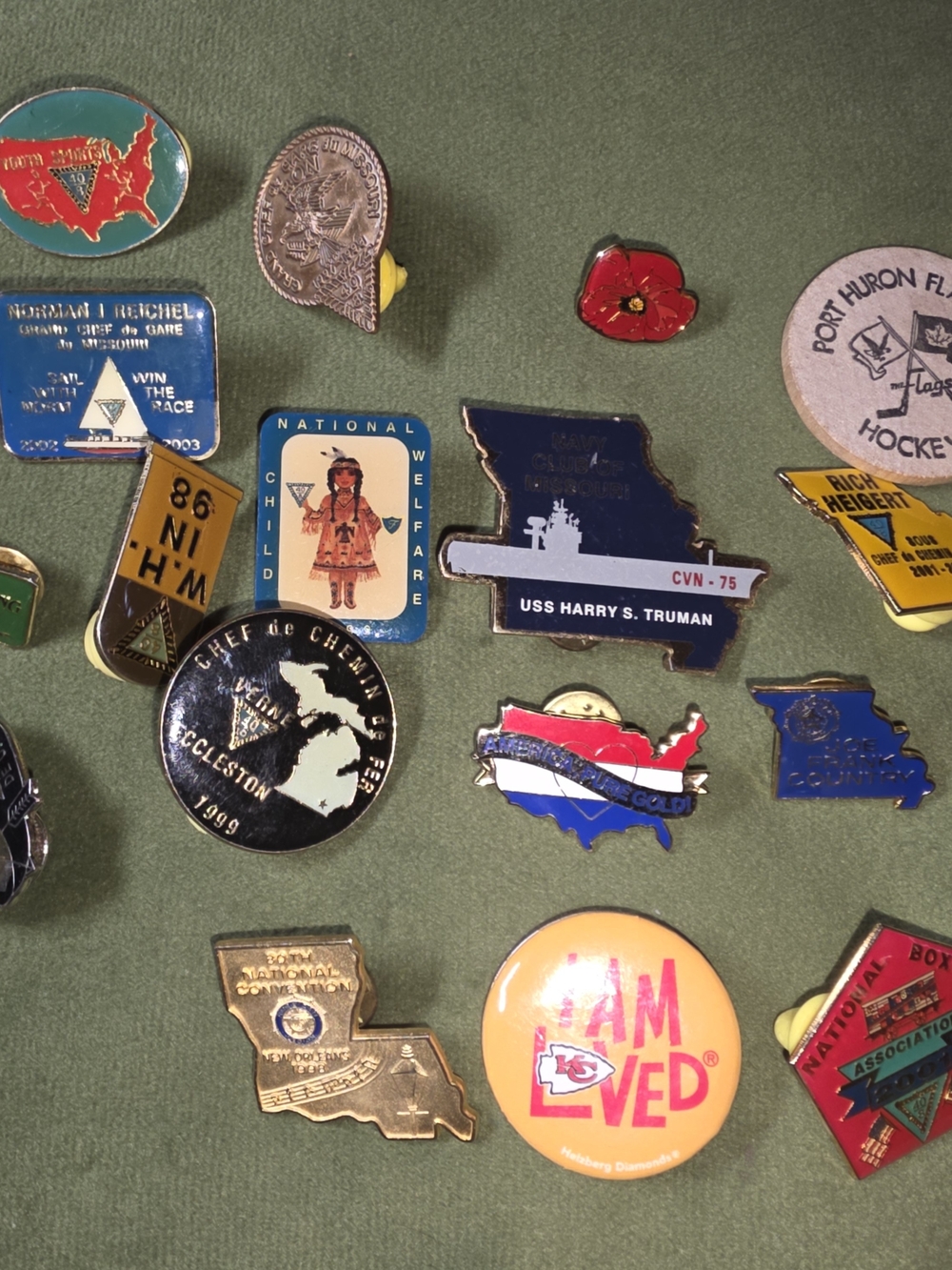 Lot 21 Vintage Pins 40 & 8 Olympics Coca Cola 1996 Shepherd Hills Truman KC